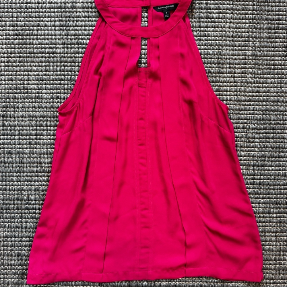 Banana Republic Pink Pleated Embellished Tank Top